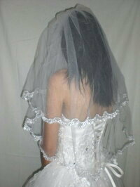  wedding veil pretty race 2 sheets piling comb attaching eggshell white 