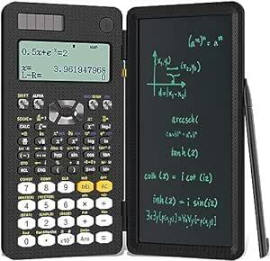 ROATEE 関数電卓 電卓付き電子メモパッド 417 多機能電子計算機 2in1微分積分・統計計算・数学自然表示 4行表示 関数