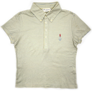 Picone CLUB ピッコーネ 胸元刺繍入り ボーダー ボタンダウン 半袖 ポロシャツ サイズ 0 / レディース 日本製 ビギ ゴルフ