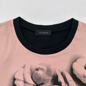 INGEBORG インゲボルグ 花柄 フローラル ツバキ 椿 デザイン 半袖Tシャツ カットソー M/ピンク×ブラック/ピンクハウス/日本製の画像3