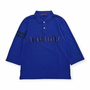 BEAMS GOLF ビームスゴルフ BIGロゴ刺繍 七分袖 ポロシャツ M /ブルー/青/メンズ/スポーツ