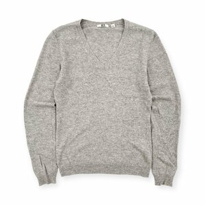 カシミヤ100%◆UNIQLO ユニクロ Vネック 長袖 ニットセーター Sサイズ / グレー レディース カシミア k-69