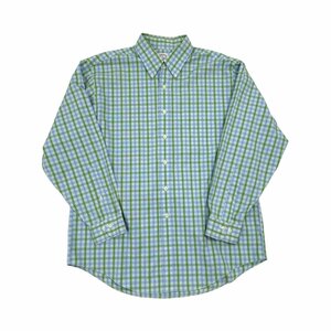 BrooksBrothers ブルックスブラザーズ チェック柄 長袖 ボタンダウン BD シャツ ノンアイロン L/ブルー系 グリーン系/オーバーサイズ