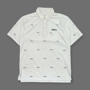  Golf *Titleist Titleist BD button down embroidery dry polo-shirt with short sleeves LL/ large size / white white men's sport 