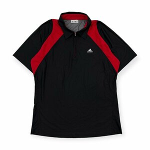 adidas GOLF アディダス ゴルフ ハーフジップ 半袖 ウインドブレーカー ジャケット プルオーバー O/XGサイズ /ブラック×レッド