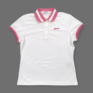 美品◆SRIXON スリクソン ドライ 半袖 ポロシャツ M /ホワイト×ピンク/レディース/スポーツ/ゴルフ