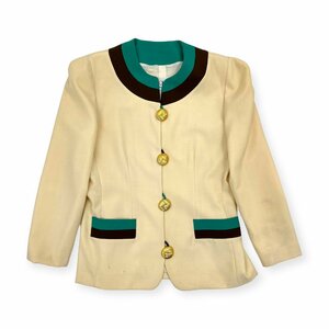 EU VINTAGE◆Gai Mattiolo ガイマッティオーロ イタリア製 金ボタン ノーカラージャケット スカート付 46/ヴィンテージ 90s/アイボリー