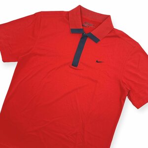 美品◆NIKE GOLF ナイキゴルフ TOUR PERFORMANCE DRI-FIT ハーフジップ 半袖 ドライ ポロシャツ L /赤/レッド/メンズ/スポーツ