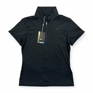 新品タグ付/未使用品◆NIKE GOLF ナイキゴルフ DRI-FIT ドライ ハーフジップ 半袖シャツ ポロシャツ M/黒/ブラック/レディース