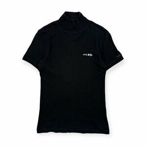 Mademoisele NON NON マドモアゼルノンノン ハイネック 半袖 コットン Tシャツ カットソー /黒/ブラック/レディース/ワンポイント刺繍