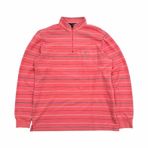 ゴルフ◆MUNSINGWEAR GrandSlam マンシングウェア ボーダー柄 長袖 ハーフジップ ポロシャツ LLサイズ/ピンク系/メンズ スポーツ