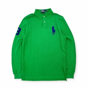 Polo by RALPH LAUREN ポロ ラルフローレン CUSTOM FIT ビッグポニー刺繍 ナンバリング 長袖 ポロシャツ Mサイズ グリーン系