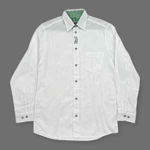 Hammerschmid 刺繍 長袖 チロリアン シャツ サイズ 37 /白/ホワイト/メンズ/ヨーロッパ古着/ビッグサイズ