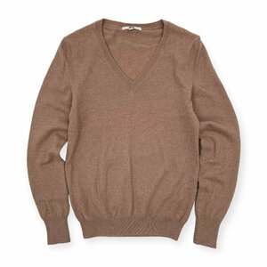 カシミヤ100%◆UNIQLO ユニクロ カシミアウール Vネック 長袖 ニットセーター M/うすピンク 系/レディース/n-17