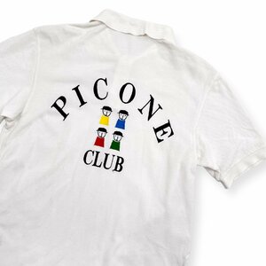 Picone CLUB ピッコーネ BIG刺繍デザイン 半袖 ポロシャツ 鹿の子 サイズ 38/白 ホワイト レディース ゴルフ