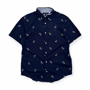 TOMMY HILFIGER トミーヒルフィガー CUSTOM FIT COUPE SUR MESURE インド綿 国旗 フラッグ デザイン BD 半袖 シャツ L