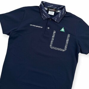 美品◆le coq sportif GOLF ルコック 半袖 ドライ ポロシャツ M /ネイビー/メンズ/スポーツ/ゴルフ