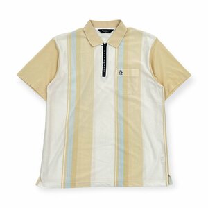 Munsingwear GrandSlam マンシングウェア ポケット ストライプ ハーフジップ コットン混 半袖 ポロシャツ LL /大きいサイズ/ゴルフ