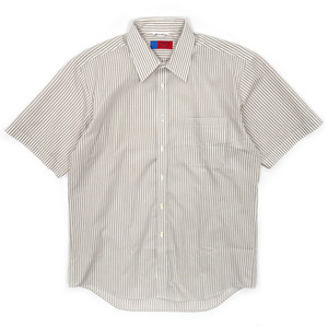 ungaro pour homme ウンガロ ストライプ 半袖シャツ ワイシャツ L~LL程度 / ベージュ×ホワイト メンズ 紳士 日本製