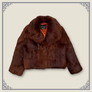 最高級毛皮◆BRONZE FUR 本毛皮 ファー ショート コート ジャケット サイズ 13 /茶色/ブラウン/レディース