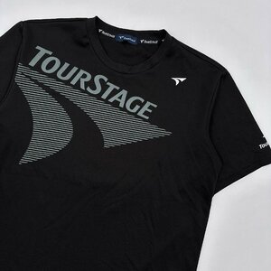 TOURSTAGE ツアーステージ BIGロゴプリント 裏メッシュ ドライ 半袖 Tシャツ カットソー サイズ L /黒 ブラック メンズ ゴルフ スポーツ