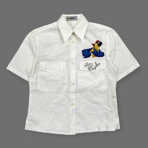 イタリア製◆ICEBERG アイスバーグ キャラ刺繍入り 両胸ポケット 半袖シャツ 38/ 白 ホワイト