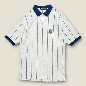 90s ビンテージ◆CHAPS RALPH LAUREN GOLF チャップス ラルフローレン ストライプ 半袖 ポロシャツ M / 杢 グレー 日登美代理 国産品