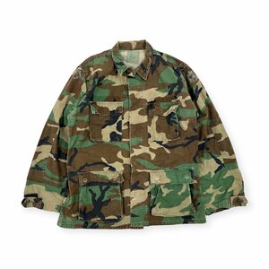 80s 87年製ビンテージ◆AMERICAN APPAREL ウッドランドカモ BDU リップストップ ミリタリー ジャケット M-LONG/U.S.ARMY カモフラ 迷彩