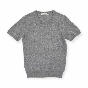 カシミヤ100%◆UNIQLO ユニクロ カシミアウール クルーネック 半袖 ニットセーター S/グレー 系/レディース/n-24