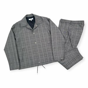 美品◆BEAUTY&YOUTH / UNITED ARROWS セットアップ グレンチェック コーチジャケット スラックスパンツ S/M グレー メンズ