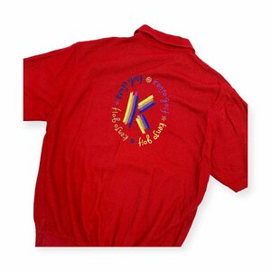 希少!!レア!!◆KENZO GOLF ケンゾー 背面豪華刺繍 ハーフジップ 半袖 ポロシャツ プルオーバー 3/レッド/メンズ ゴルフ 日本製 ビンテージ