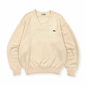 CHEMISE LACOSTE ラコステ 文字ワニ コットン ニット セーター 4 /アイボリー/D-TK9029/70s/80s/90s/ビンテージ