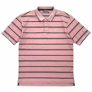 ゴルフ◆TOURSTAGE ツアーステージ ロゴ刺繍 ボーダー柄 半袖 ポロシャツ L サイズ /ピンク 系 /メンズ