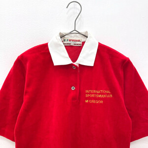 ニチメン製◆McGREGOR マックレガー ベロア生地 半袖 ポロシャツ Mサイズ / 赤 レッド レディース ヴィンテージ
