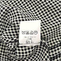 MIEKO UESAKO ミエコウエサコ ロゴ入りボタン チェック柄 ショート丈 半袖シャツ サイズ 9 /日本製/レディース/レーヨン&アセテート_画像5