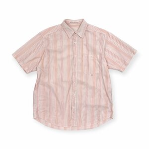 Papas パパス ( WALL GUY SHIRT PAPAS ) マルチストライプ コットン 半袖シャツ サイズ L/日本製 うすピンク