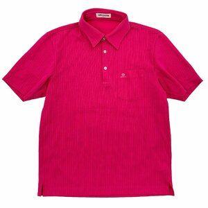 mila schon ミラショーン ロゴ刺繍 ポケット付き ストライプ 半袖 ポロシャツ / ピンク ゴルフ スポーツ デサント 日本製