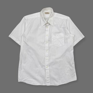 TRUSSARDI トラサルディ ワンポイント刺繍 ポケット付き 半袖シャツ サイズ 42 /メンズ/白/ホワイト/ワイシャツ/ドレスシャツ
