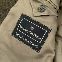 美品◆カシミヤ混◆Ermenegildo Zegna モヘア混 チェック柄 ウール テーラードジャケット ブレザー 46 / オリーブ メンズ 紳士_画像6