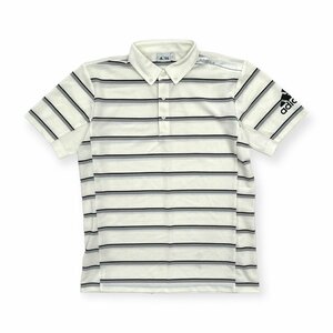 adidas GOLF アディダス ゴルフ BD 半袖 ポロシャツ ボーダー ロゴデザイン サイズ L/ホワイト 系/メンズ/スポーツ