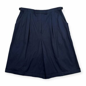 Leilian レリアン アジャスター付き ツータック ハーフ キュロット パンツ ワイドパンツ ボトムス 13＋/ネイビー/レディース/大きいサイズ