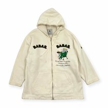 希少!!レア!!◆BABAR 像の ババール BIGプリント 裏ボアフリース フルジップ パーカー ジャケット Lサイズ /アイボリー ホワイト 系_画像1