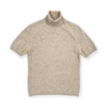 カシミヤ100%◆UNIQLO ユニクロ タートルネック 半袖 ニットセーター M / ベージュ レディース カシミア k-146_画像1