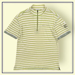 ゴルフ◆Heal Creek ヒールクリーク ボーダー柄 ハーフジップ 半袖シャツ ポロシャツ サイズ ( 50 ) / グリーン系 メンズ スポーツ 日本製