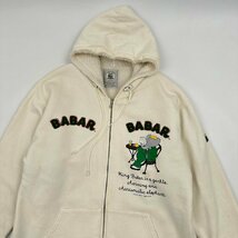 希少!!レア!!◆BABAR 像の ババール BIGプリント 裏ボアフリース フルジップ パーカー ジャケット Lサイズ /アイボリー ホワイト 系_画像2