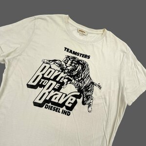 DIESEL ディーゼル 半袖 コットン プリント Tシャツ カットソー 薄手 Mサイズ/アイボリー系/メンズ ディーゼルジャパン