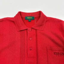 KENZO GOLF ケンゾー ストライプ柄 半袖 ニット ポロシャツ ロゴ刺繍 サイズ 3/レッド系 赤系/メンズ ゴルフ 日本製_画像3