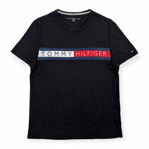 TOMMY HILFIGER トミーヒルフィガー フラッグ ロゴ デザイン 半袖Tシャツ カットソー S/黒/ブラック/メンズ