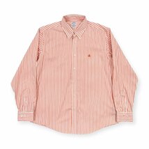 美品◆BROOKS BROTHERS ブルックスブラザーズ REGENT FIT ボタンダウン BD ストライプ 長袖 ワイシャツ ドレスシャツ L /サーモンピンク_画像1