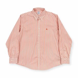  beautiful goods *BROOKS BROTHERS Brooks Brothers REGENT FIT button down BD stripe long sleeve shirt dress shirt L / salmon pink 